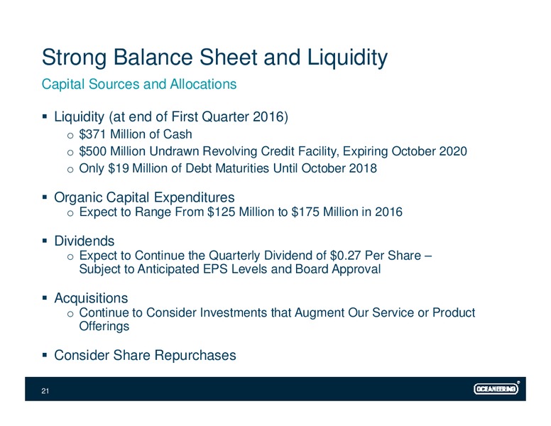 UBS Global Oil and Conference – Oceaneering International – slide 20