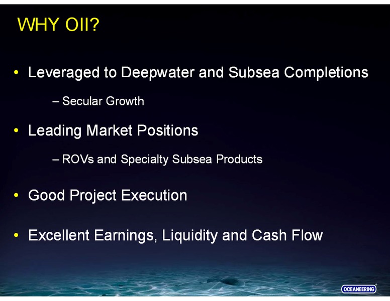 STEPHENS FALL INVESTMENT CONFERENCE – Oceaneering International – slide 1