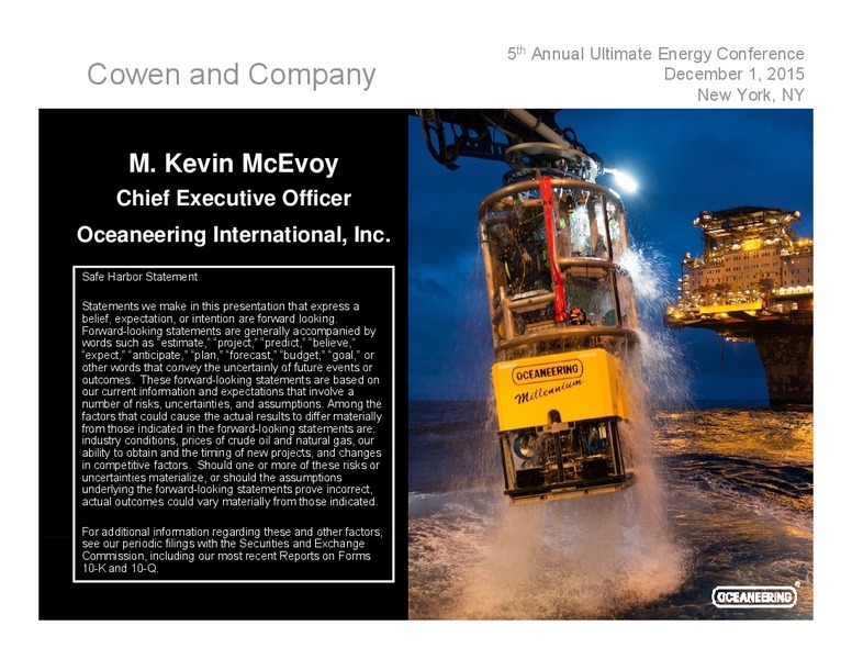 Cowen and Company Ultimate Energy Conference – Oceaneering International – slide 1