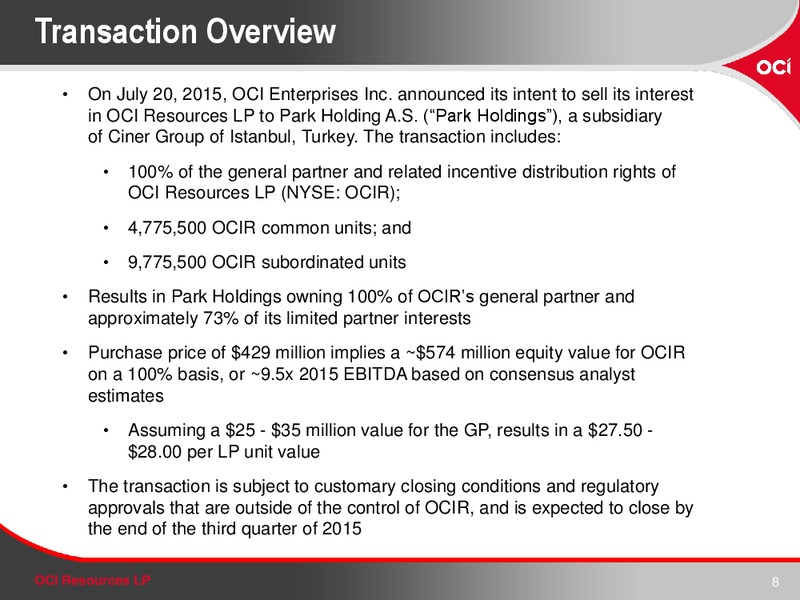 August 2015 Investor Presentation – Oci Resources Lp – slide 7