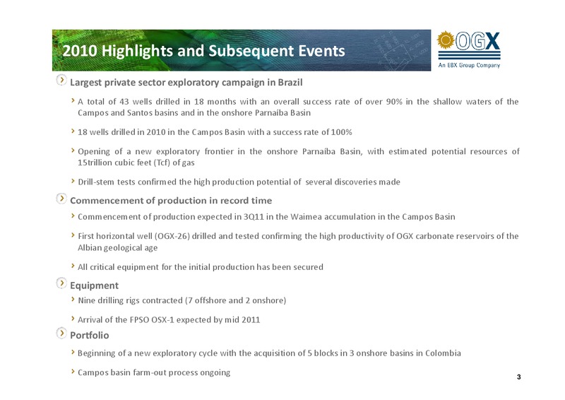 2010 RESULTS – OGX Petroleo – slide 2