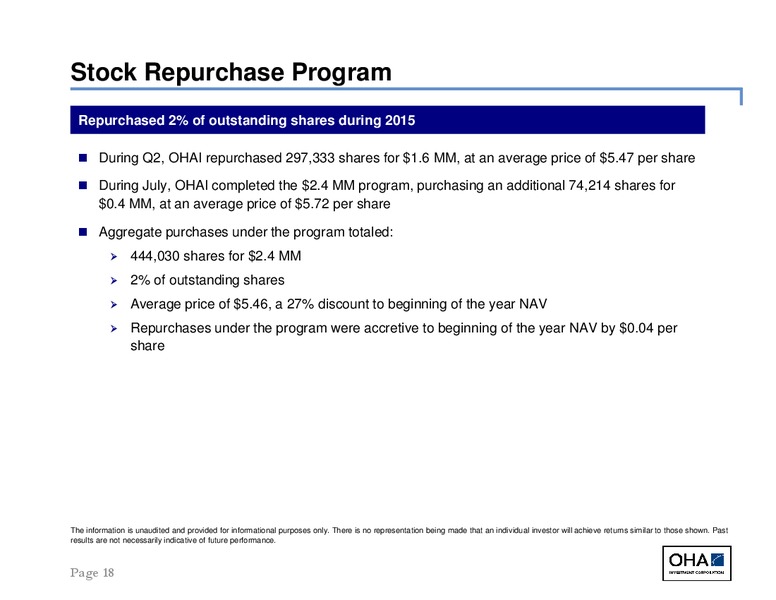 Q2 2015 Earnings Call – Oha Investment Corporation – slide 18