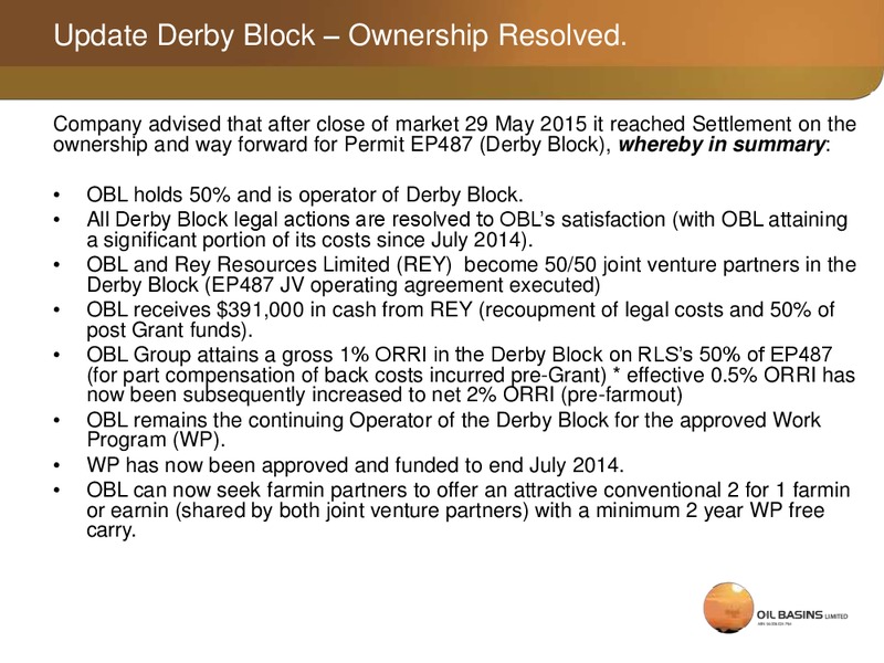 July 2015 Investor Presentation – Oil Basins Ltd – slide 4