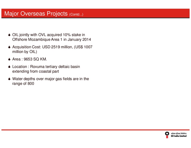 August 2015 Investor Presentation – Oil India Ltd. – slide 20