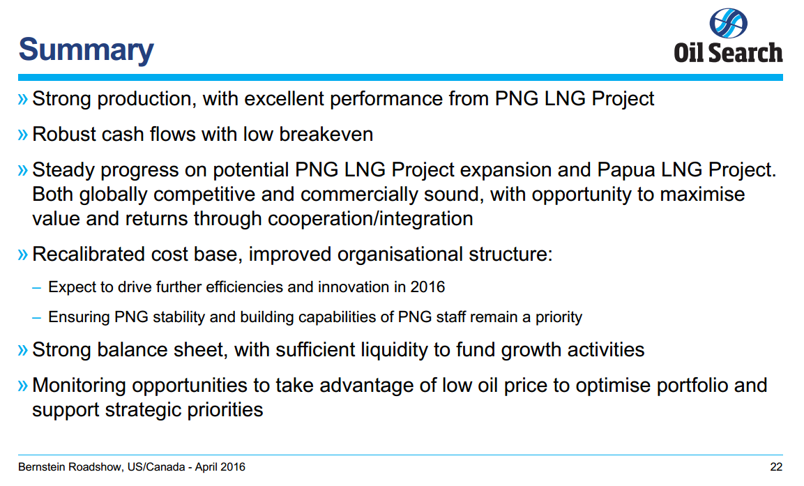 Bernstein US Roadshow – Oil Search Limited – slide 22