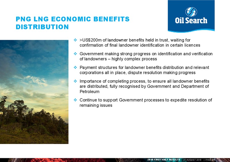August 2018 Investor Presentation – Oil Search Limited – slide 26