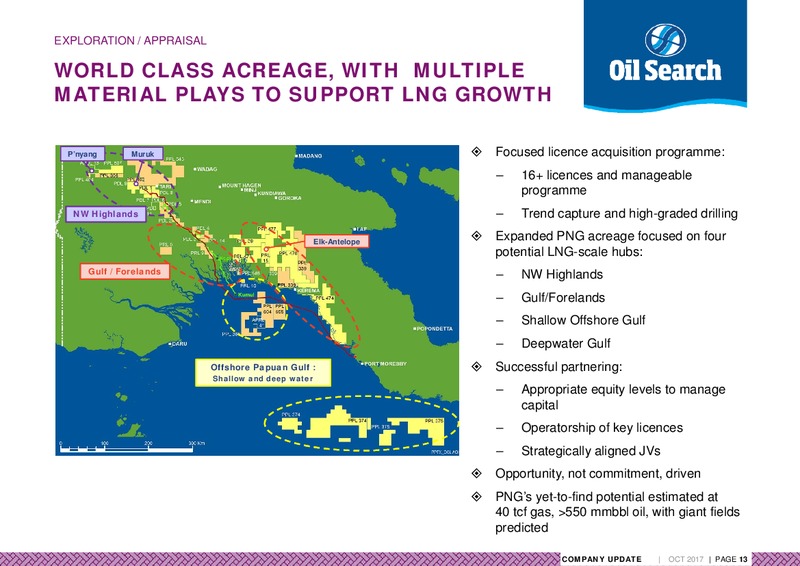 October 2017 Company Update – Oil Search Limited – slide 13