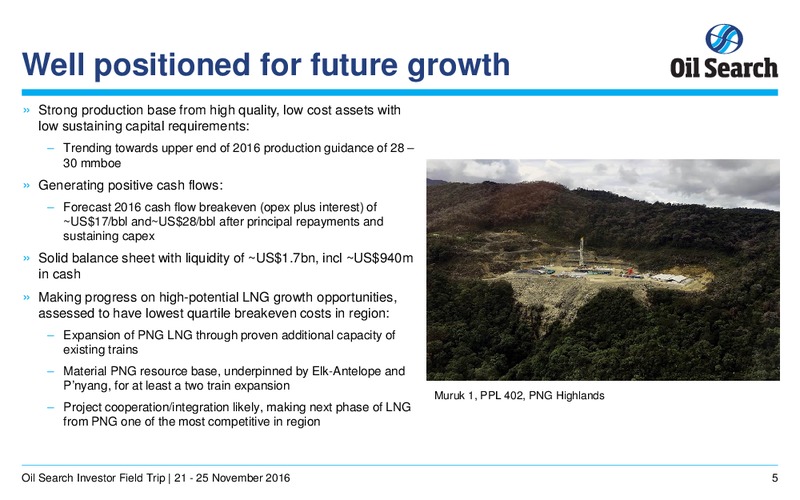 November 2016 Investor Presentation – Oil Search Limited – slide 4