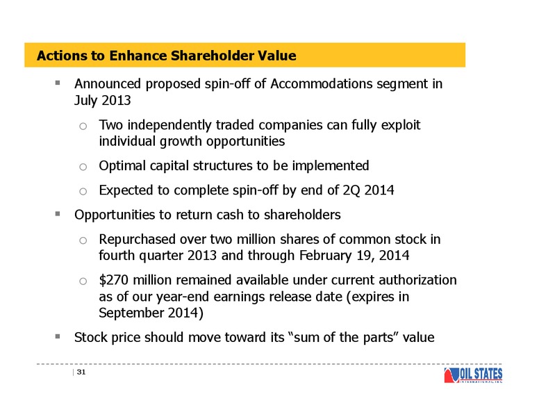 HOWARD WEIL INVESTOR CONFERENCE – Oil States International Inc. – slide 30