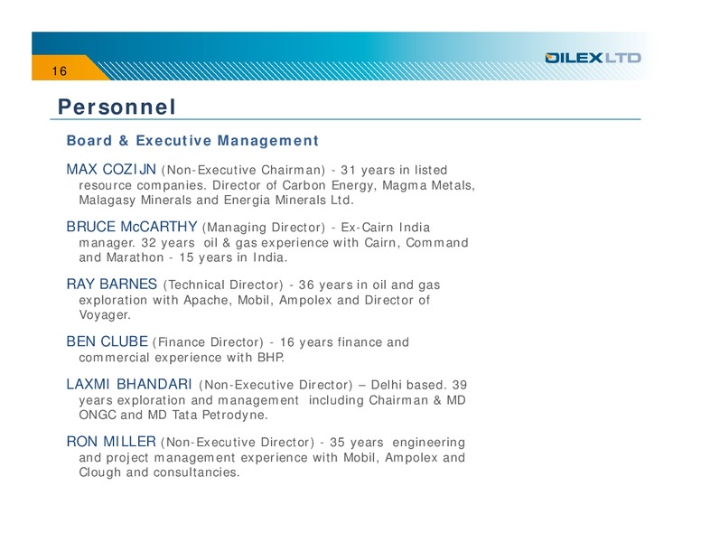 INVESTOR PRESENTATION – Oilex Ltd. – slide 15