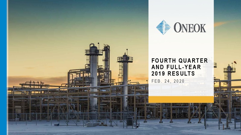 4Q 2019 and FY Results Earnings Presentation – Oneok Inc. – slide 1