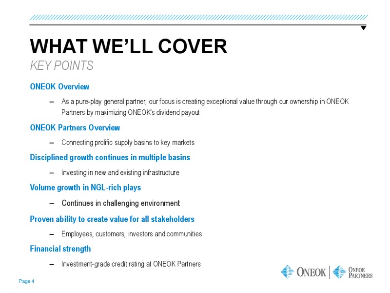 WELLS FARGO KICK THE TIRES – Oneok Inc. – slide 2
