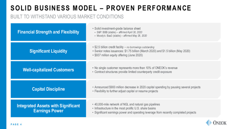 August 2020 Investor Update – Oneok Inc. – slide 3