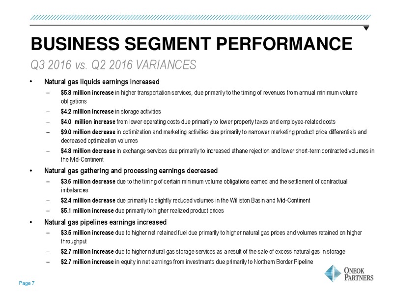 Q3 2016 Update – Oneok Inc. – slide 6