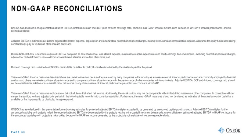 DECEMBER 2019 INVESTOR PRESENTATION – Oneok Inc. – slide 52