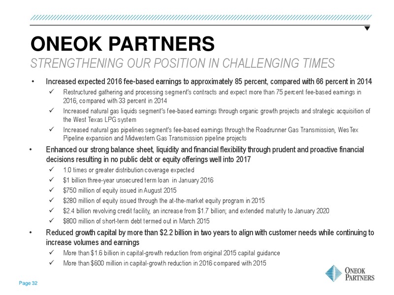 June 2016 MLPA Investor Conference Presentation – Oneok Inc. – slide 31