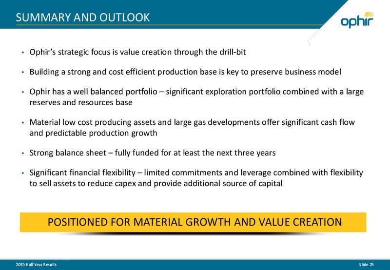 H1 2015 Earnings Call – Ophir Energy Plc – slide 23