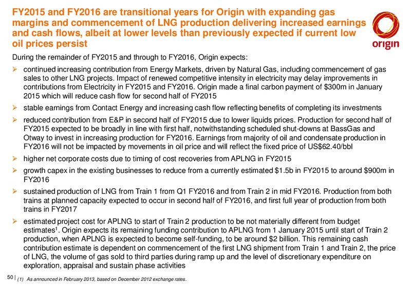 H1 2015 RESULTS – Origin Energy Ltd. – slide 49