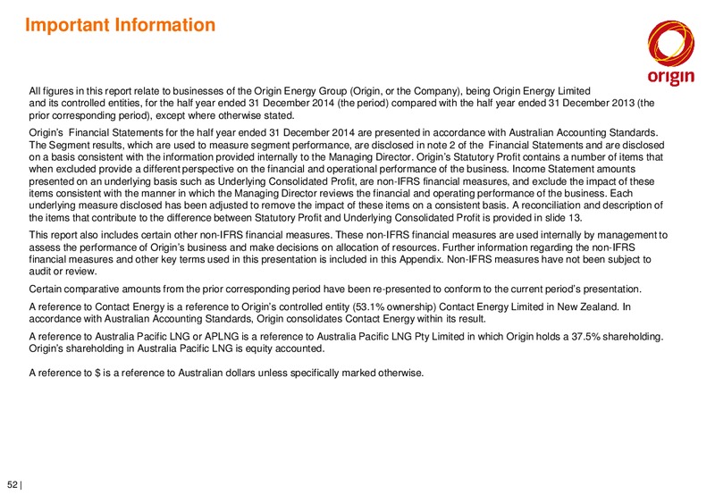 H1 2015 RESULTS – Origin Energy Ltd. – slide 51