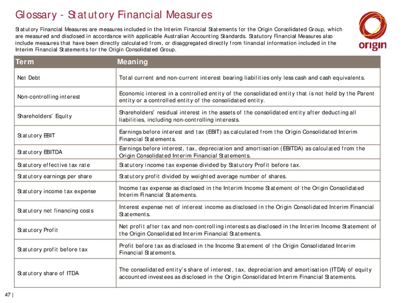 2014 HALF YEAR RESULTS ANNOUNCEMENT – Origin Energy Ltd. – slide 46
