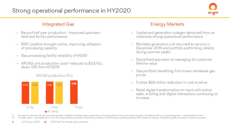 2H 2019 Results – Origin Energy Ltd. – slide 5