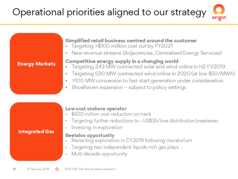 2019 Half Year Results – Origin Energy Ltd. – slide 11