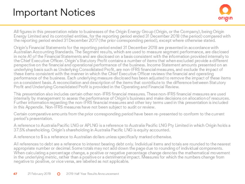 2019 Half Year Results – Origin Energy Ltd. – slide 46