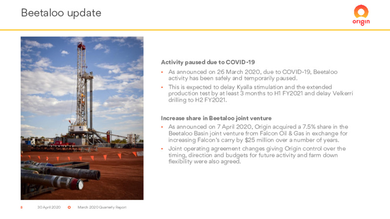 Q1 2020 Earnings Presentation – Origin Energy Ltd. – slide 8