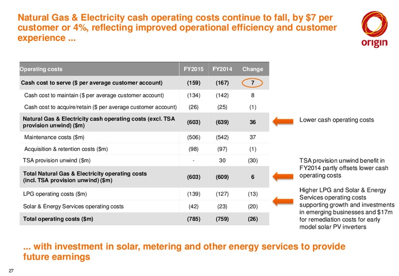 2015 Full Year Results Announcement – Origin Energy Ltd. – slide 26