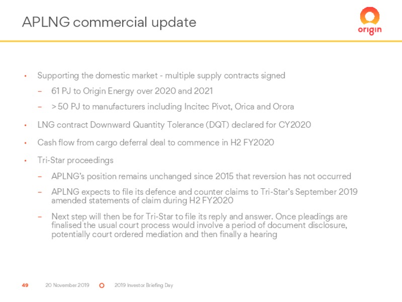 Investor Day 2019 – Origin Energy Ltd. – slide 49