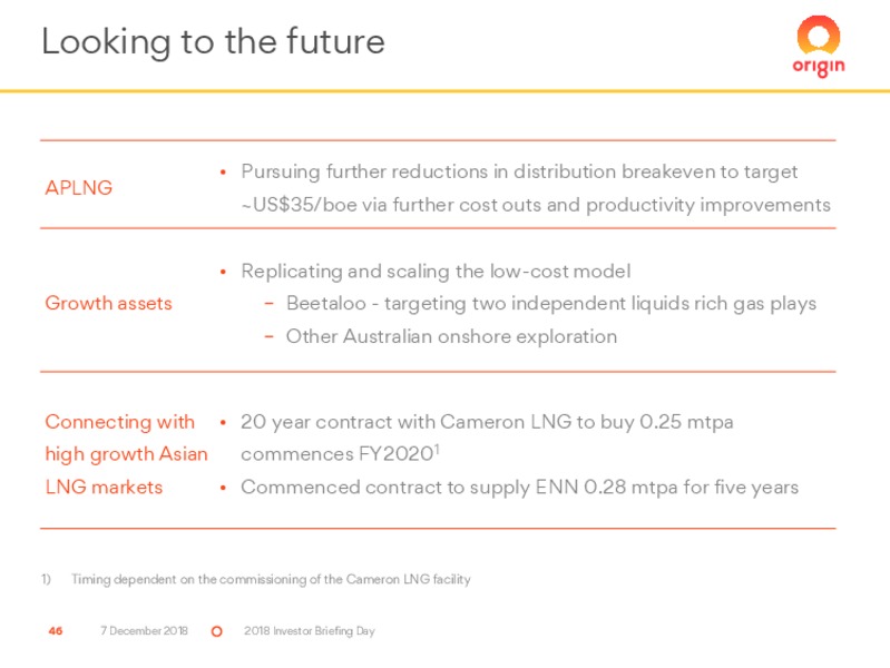 2018 Investor Briefing Day – Origin Energy Ltd. – slide 46