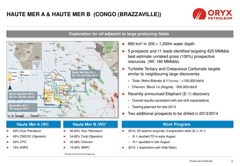 SEPTEMBER 2013 INVESTOR PRESENTATION – Oryx Petroleum Corp – slide 12