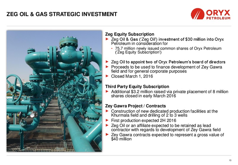 May 2016 Corporate Presentation – Oryx Petroleum Corp – slide 13
