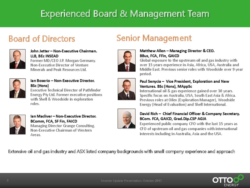 October 2017 Corporate Presentation – Otto Energy Limited – slide 3