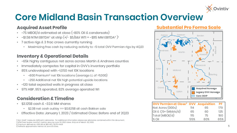 Midland Basin Acquisition – Ovintiv Inc – slide 3