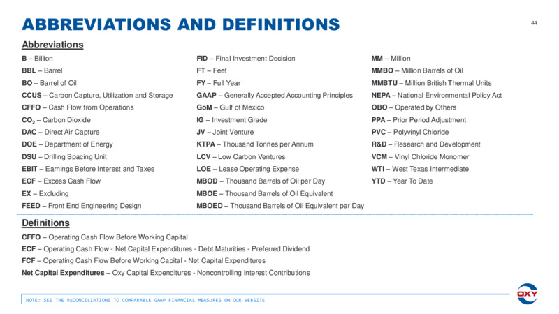 3Q 2024 Earnings Conference Call – Oxy Usa Incorporated – slide 44