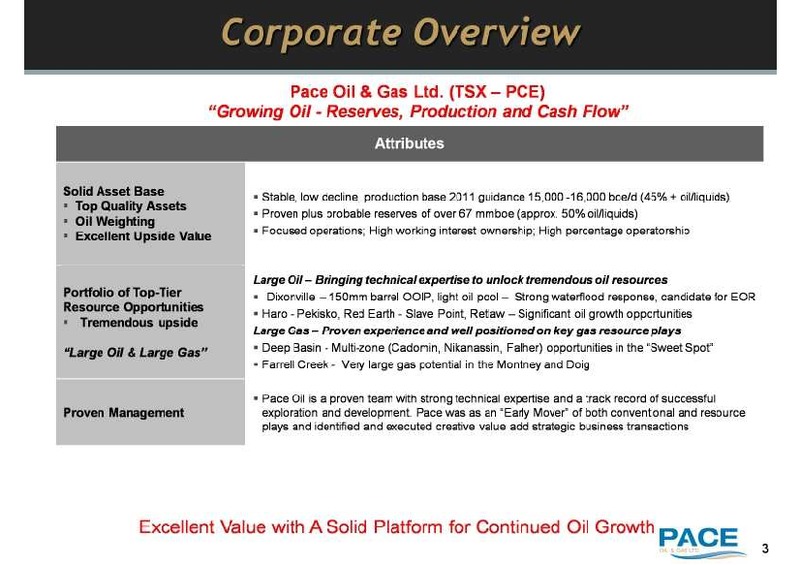 MARCH 2011 INVESTOR UPDATE – Pace Oil & Gas Ltd. – slide 3