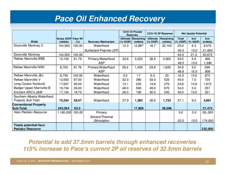 FIRSTENERGY SOCIETE GENERALE ANNUAL ENERGYGROWTH CONFERENCE – Pace Oil & Gas Ltd. – slide 20