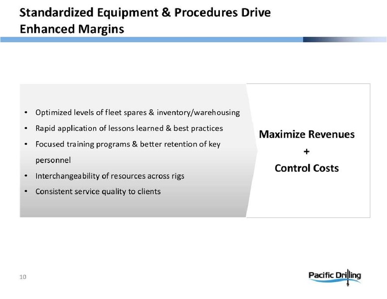 GLOBAL HUNTER SECURITIES ENERGY CONFERENCE – Pacific Drilling S.A. – slide 10