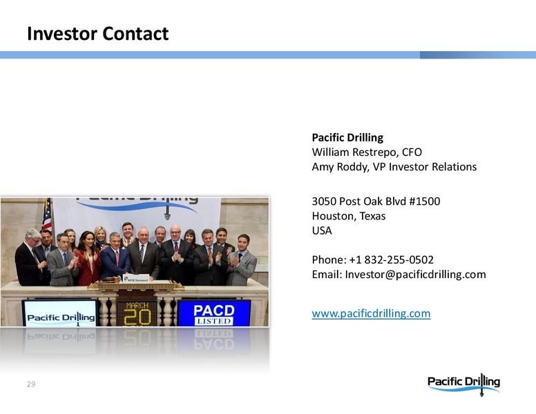 PARETO OIL & OFFSHORE CONFERENCE – Pacific Drilling S.A. – slide 28