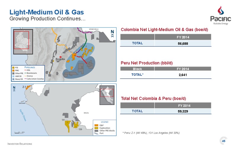 April 2015 Investor Presentation – Pacific Rubiales Energy Corp. – slide 45