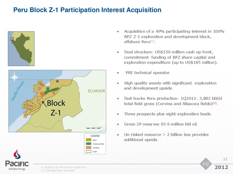 Q1 2012 EARNINGS CALL – Pacific Rubiales Energy Corp. – slide 21