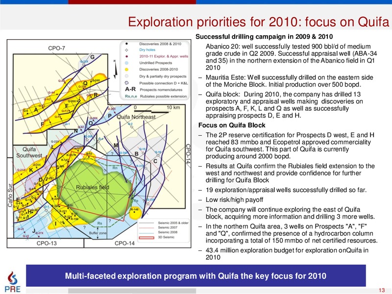 Q1 2010 EARNINGS CALL – Pacific Rubiales Energy Corp. – slide 12