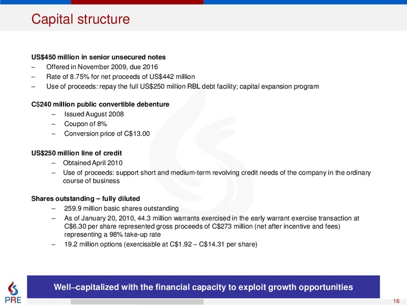 Q1 2010 EARNINGS CALL – Pacific Rubiales Energy Corp. – slide 15