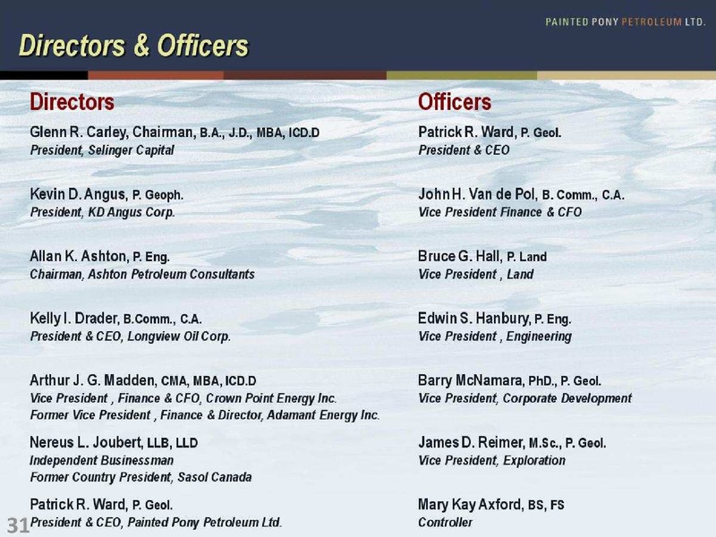 ENERGY GROWTH CONFERENCE – Painted Pony Petroleum Ltd – slide 31