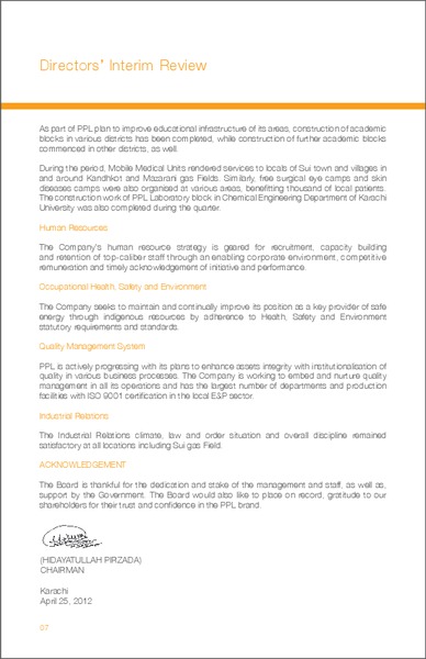 NINE MONTHS REPORT – Pakistan Petroleum Ltd – slide 9