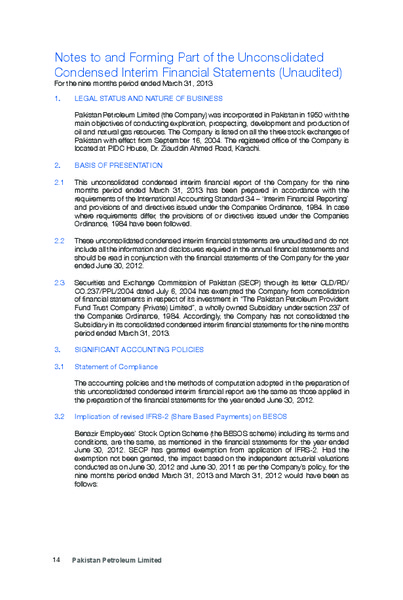 NINE MONTHS REPORT MARCH 2013 – Pakistan Petroleum Ltd – slide 16
