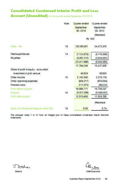 QUARTERLY REPORT – Pakistan Petroleum Ltd – slide 30