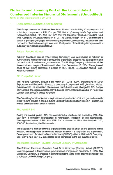 QUARTERLY REPORT – Pakistan Petroleum Ltd – slide 34