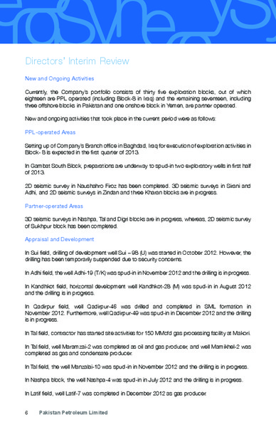 HALF YEARLY REPORT – Pakistan Petroleum Ltd – slide 8